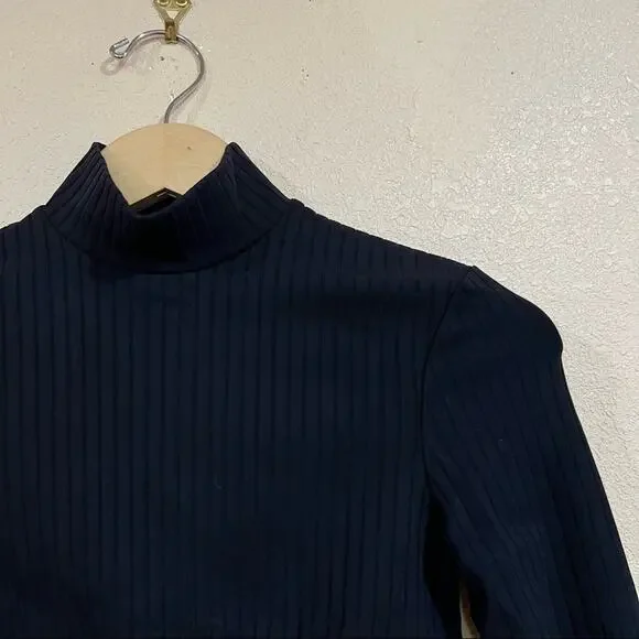 MICHI Black White Apex Ribbed cropped mock neck striped straps cutout Top MEDIUM - Picture 3 of 10